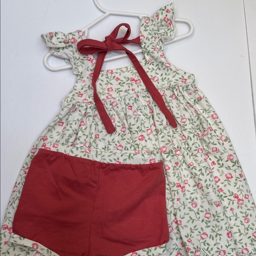 OMI JO Girls 3T Aunt Heart Tunic Red White Green Floral Christmas Vine & Bloomer